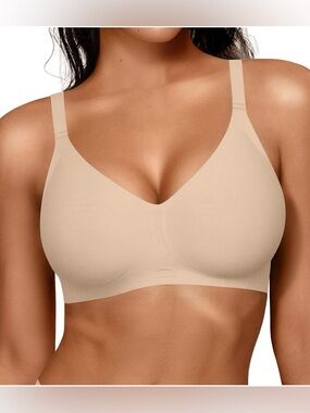 NEW Vertvie Women’s Small Jelly Bra Convertible Racerback Nude Wireless Push Up